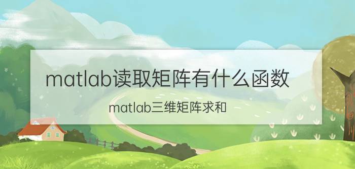 matlab读取矩阵有什么函数 matlab三维矩阵求和？